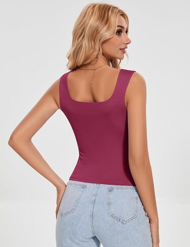 LOMON Women Tank Tops Sweetheart Neck Going Out Tops Slim Fit Double Lined Sleeveless Crop Shirts in Saudi Arabia