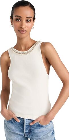 alice + olivia Women's Kori Embellished Rib Tank in Saudi Arabia