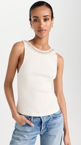 alice + olivia Women's Kori Embellished Rib Tank in Saudi Arabia