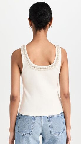 alice + olivia Women's Kori Embellished Rib Tank in Saudi Arabia