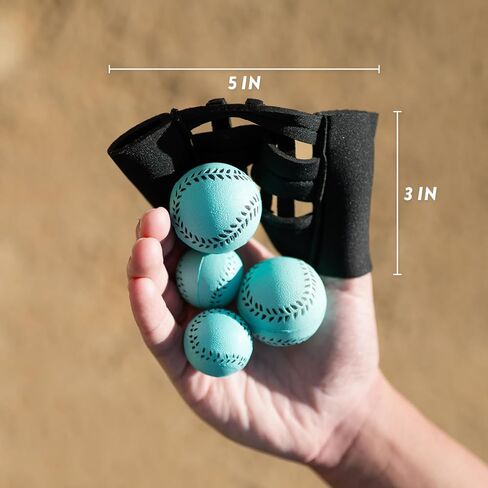 مدربين شبكيين صغيرين من Bandit Sports، قفازات بيسبول صغيرة مع شبكة أصابع وكرات صغيرة، قفاز تدريب بيسبول صغير للأيدي (يتضمن قفازين و4 كرات صغيرة متنوعة) in Kuwait