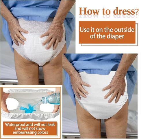 Amylove Swim Diaper Cover for Adult Reusable Diaper for Pool Washable Leak Resistant Waterproof Adult Pull on Cover Pants(Black,1 Piece) in Saudi Arabia