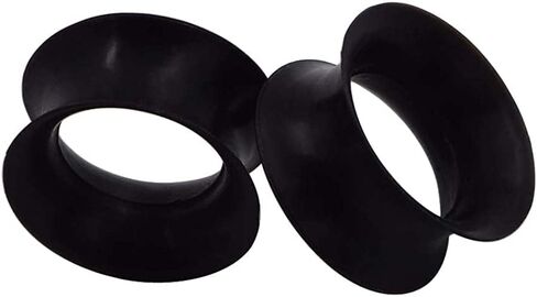 Pair 7/8" (22MM) BLACK SILICONE EARSKIN TUNNELS Double Flare Gauges Super Ultra Thin Soft Flexible Flesh Plugs (2pcs) in Saudi Arabia