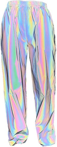Aelidiya Night Club Metallic Hologram Shiny Pants Party Trousers Sports Active Pants in Saudi Arabia