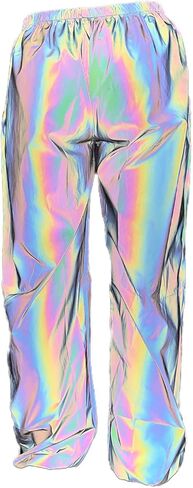 Aelidiya Night Club Metallic Hologram Shiny Pants Party Trousers Sports Active Pants in Saudi Arabia