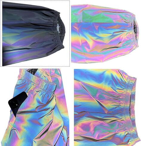 Aelidiya Night Club Metallic Hologram Shiny Pants Party Trousers Sports Active Pants in Saudi Arabia