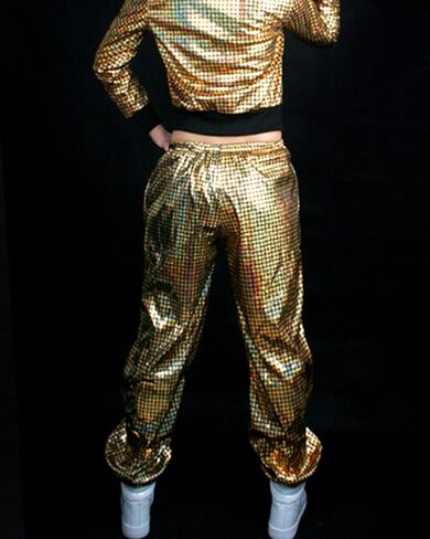 Aelidiya Night Club Metallic Hologram Shiny Pants Party Trousers Sports Active Pants in Saudi Arabia