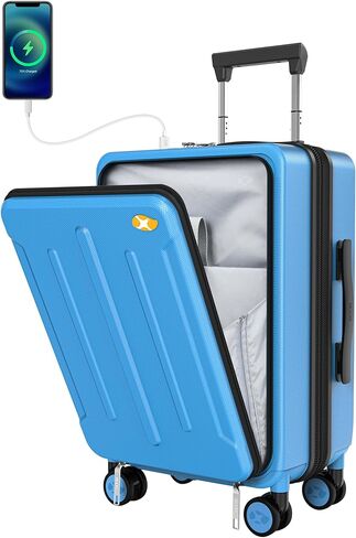 حقيبة حمل MGOB - حقيبة صلبة بعجلات دوارة وقفل TSA، معتمدة من شركة الطيران للرجال والنساء (Blue-G3، حقيبة محمولة مقاس 20 بوصة) in Kuwait
