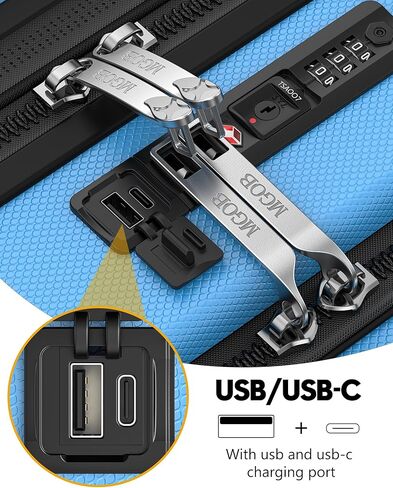 حقيبة حمل MGOB - حقيبة صلبة بعجلات دوارة وقفل TSA، معتمدة من شركة الطيران للرجال والنساء (Blue-G3، حقيبة محمولة مقاس 20 بوصة) in Kuwait