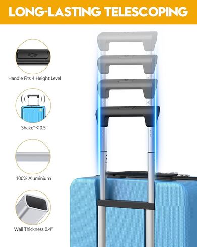 حقيبة حمل MGOB - حقيبة صلبة بعجلات دوارة وقفل TSA، معتمدة من شركة الطيران للرجال والنساء (Blue-G3، حقيبة محمولة مقاس 20 بوصة) in Kuwait
