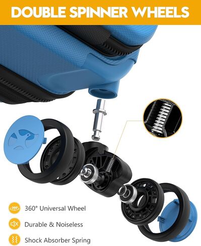 حقيبة حمل MGOB - حقيبة صلبة بعجلات دوارة وقفل TSA، معتمدة من شركة الطيران للرجال والنساء (Blue-G3، حقيبة محمولة مقاس 20 بوصة) in Kuwait