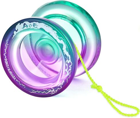 7YO استجابة يويو AOE، يويو ثنائي الغرض للأطفال المبتدئين، يويو احترافي من البلاستيك العريض مع محمل KK + محور + 5 سلاسل يويو (أخضر أرجواني) in Kuwait