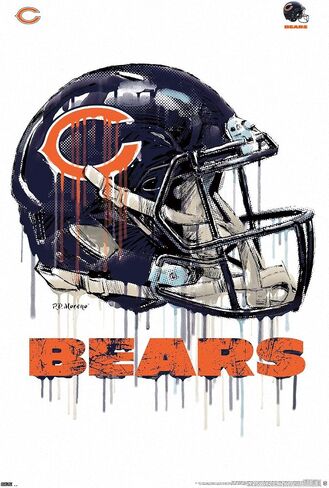 Trends International NFL Chicago Bears - Drip Helmet 20 Wall Poster, 14.725" x 22.375", Barnwood Framed Version in Saudi Arabia