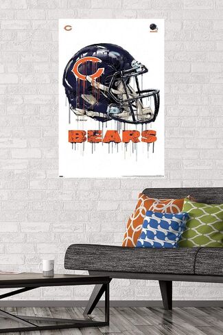 Trends International NFL Chicago Bears - Drip Helmet 20 Wall Poster, 14.725" x 22.375", Barnwood Framed Version in Saudi Arabia