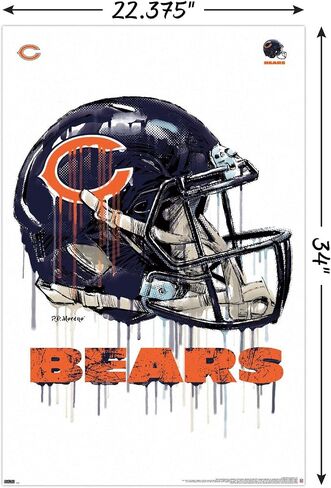 Trends International NFL Chicago Bears - Drip Helmet 20 Wall Poster, 14.725" x 22.375", Barnwood Framed Version in Saudi Arabia