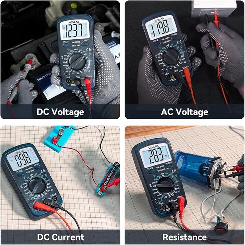 مقياس فولتميتر تيار متردد رقمي متعدد من VENLAB، مقياس أوم، يقيس الجهد الكهربي والتيار والمقاومة والاستمرارية والصمام الثنائي وhFE، ويختبر السلك المباشر in Kuwait