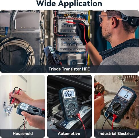 مقياس فولتميتر تيار متردد رقمي متعدد من VENLAB، مقياس أوم، يقيس الجهد الكهربي والتيار والمقاومة والاستمرارية والصمام الثنائي وhFE، ويختبر السلك المباشر in Kuwait