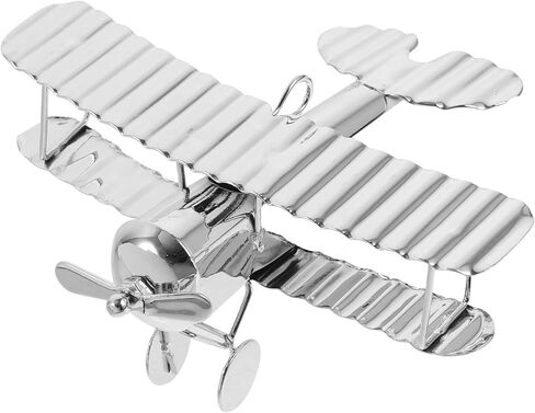 HOMSFOU Retro Iron Aircraft Handicraft Vintage Biplane Airplane Model Wrought Iron Aircraft Toy Desktop Decor Photo Props Fireplace Mantle Ornament in Kuwait