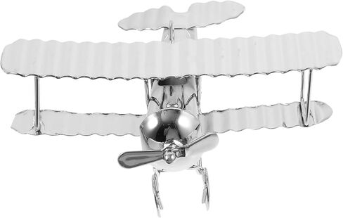 HOMSFOU Retro Iron Aircraft Handicraft Vintage Biplane Airplane Model Wrought Iron Aircraft Toy Desktop Decor Photo Props Fireplace Mantle Ornament in Kuwait