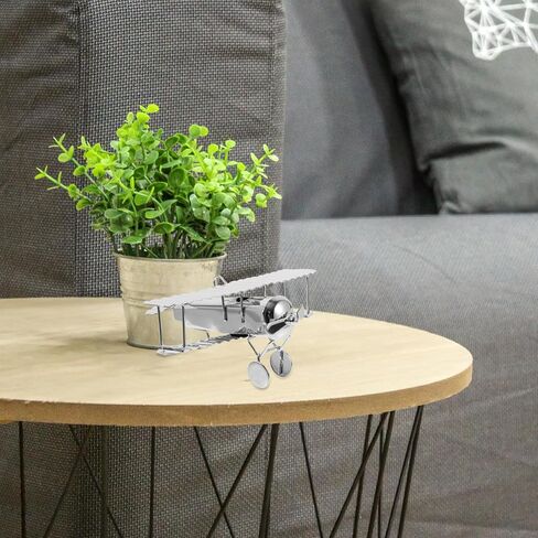 HOMSFOU Retro Iron Aircraft Handicraft Vintage Biplane Airplane Model Wrought Iron Aircraft Toy Desktop Decor Photo Props Fireplace Mantle Ornament in Kuwait