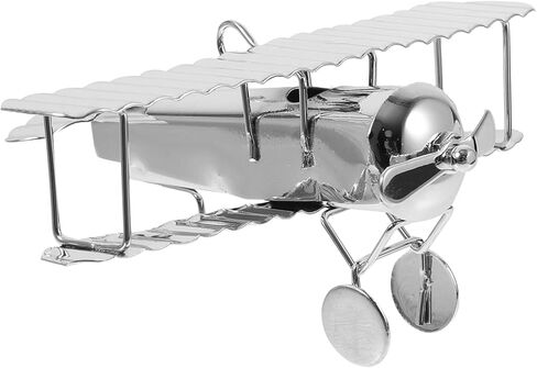 HOMSFOU Retro Iron Aircraft Handicraft Vintage Biplane Airplane Model Wrought Iron Aircraft Toy Desktop Decor Photo Props Fireplace Mantle Ornament in Kuwait