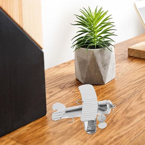 HOMSFOU Retro Iron Aircraft Handicraft Vintage Biplane Airplane Model Wrought Iron Aircraft Toy Desktop Decor Photo Props Fireplace Mantle Ornament in Kuwait