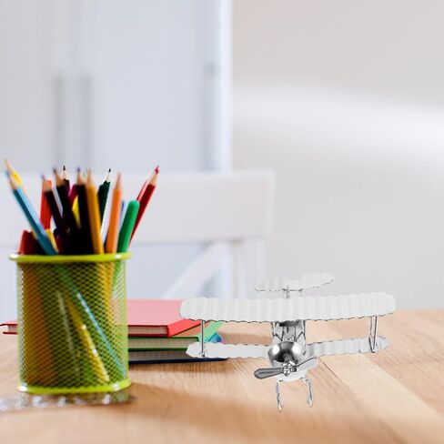 HOMSFOU Retro Iron Aircraft Handicraft Vintage Biplane Airplane Model Wrought Iron Aircraft Toy Desktop Decor Photo Props Fireplace Mantle Ornament in Kuwait