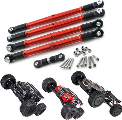 مجموعة شدادات قضيب ربط التوجيه من الألومنيوم لـ 1/8 ARRMA Kraton 6S BLX/Outcast 6S BLX/Talion 6S BLX، جزء ترقيات الألومنيوم 5 قطعة/المجموعة (أحمر) # AR330230 in Saudi Arabia