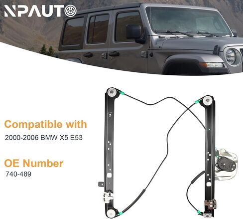 NPAUTO Front Driver Side Power Window Regulator Without Motor fit for BMW X5 E53 Sport Utility 2000 2001 2002 2003 2004 2005 2006, Left, 740-488 in Saudi Arabia