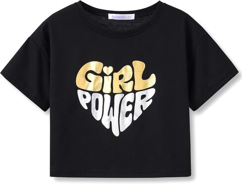 Dvenki Stylish Graphics Bright Base Color - Cute Crop Top for Little & Big Girls - Summer T-Shirt Clothes Tween Size 6-18 in Kuwait