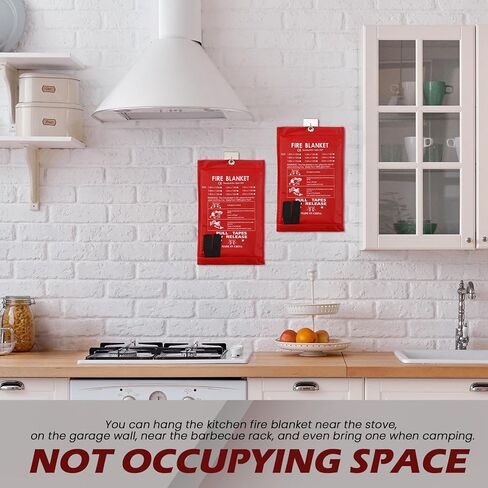 Copkim 4 مجموعات بطانية حريق الطوارئ للمنزل، بطانية إخماد الحرائق، بطانية حرارية، بطانيات حريق مع صفارات الطوارئ، وخطافات وقفازات للمطبخ، الموقد، السيارة، المكتب، 39.3 بوصة × 39.3 بوصة in Kuwait