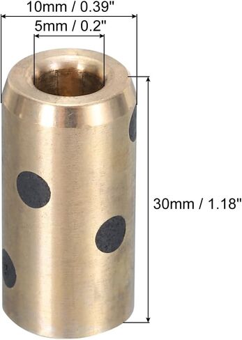 MECCANIXITY Sleeve Bearings 5mm/0.2" Bore,10mm/0.39" OD,30mm/1.18" Height,Wrapped Oilless Bushings Brass Graphite,JDB Oilless Graphite Lubricating Brass Bearing Bushing Sleeve Pack of 2 in Saudi Arabia