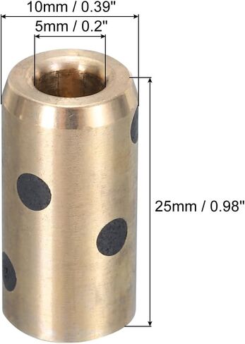 MECCANIXITY Sleeve Bearings 5mm/0.2" Bore,10mm/0.39" OD,25mm/0.98" Height,Wrapped Oilless Bushings Brass Graphite,JDB Oilless Graphite Lubricating Brass Bearing Bushing Sleeve Pack of 2 in Saudi Arabia