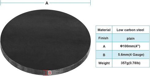eoere 6 PCS 4" Round Weldable Heavy Duty Steel Sheet Base Plate Flat Backing Plate Disks, Flat Disc Shaped Base Plate Sheet Weld Tabs, Thick 7/32"(5.6 mm) in Saudi Arabia