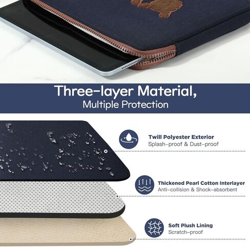 حقيبة حمل الكمبيوتر اللوحي Dadanism مقاس 9-11 بوصة مطرزة تناسب iPad 9/8/7th Gen 10.2، iPad Pro 11 M2 2022، iPad Air 5/4th 10.9، iPad 10th 10.9، Galaxy Tab A8/S9/S8/S9 FE، أبيض كلب in Kuwait