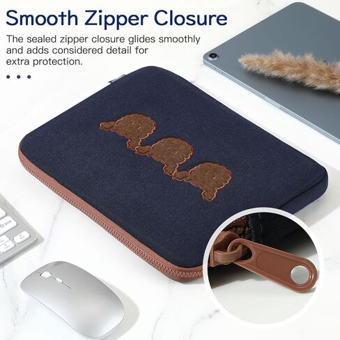 حقيبة حمل الكمبيوتر اللوحي Dadanism مقاس 9-11 بوصة مطرزة تناسب iPad 9/8/7th Gen 10.2، iPad Pro 11 M2 2022، iPad Air 5/4th 10.9، iPad 10th 10.9، Galaxy Tab A8/S9/S8/S9 FE، أبيض كلب in Kuwait