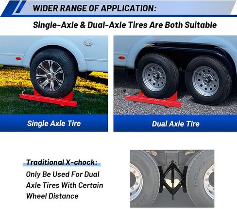 مثبت شوكات العجلات من هوكسويل RV لمقطورات السفر، وإكسسوارات العربة، شوكة عجلة شديدة التحمل مناسبة لإطارات المحور الفردي والمزدوج مقاس 18.9 بوصة إلى 29.5 بوصة، عبوة واحدة in Kuwait