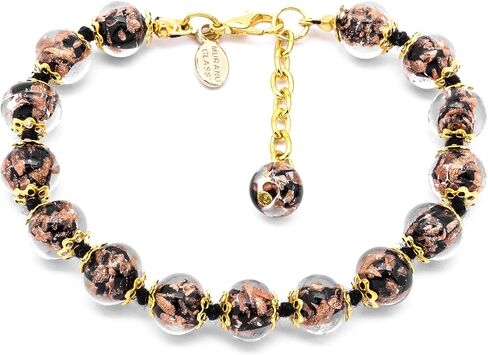 Authentic Murano Glass Bracelet Handmade In Italy Black Aventurine Beads Hand Blown Glass in Saudi Arabia
