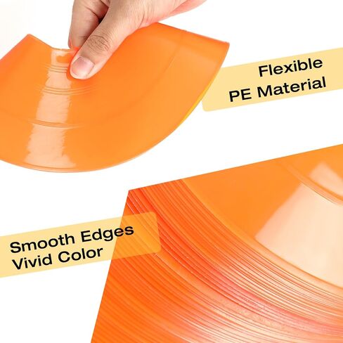 ZLMXXT Disc Cones (Set of 50) - Agility Soccer Cones with Carry Holder and Bag, Used for Sports Training, Football, Basketball, Coaching, Practice Equipment, Kids (Bright Orange) in Saudi Arabia