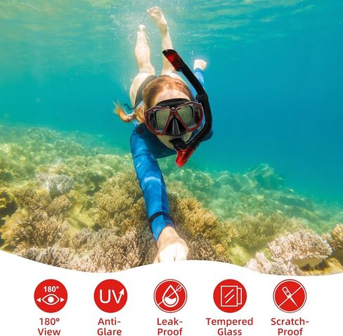 AosDero Snorkeling Gear for Adult Men Women, HD Diving Mask, Foldable Dry Top Snorkel for Snorkeling Diving Swimming Travel in Saudi Arabia