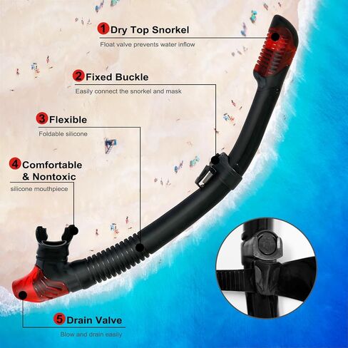 AosDero Snorkeling Gear for Adult Men Women, HD Diving Mask, Foldable Dry Top Snorkel for Snorkeling Diving Swimming Travel in Saudi Arabia