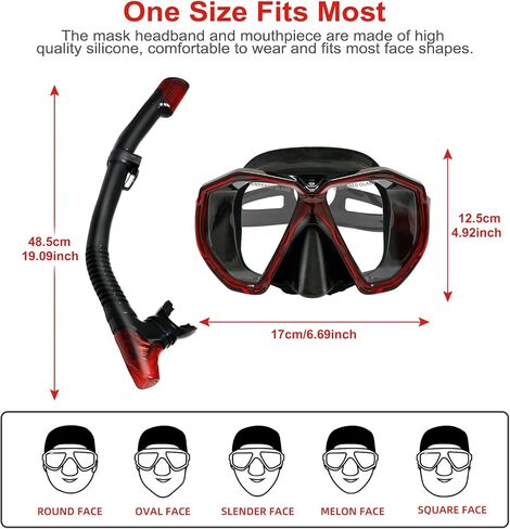 AosDero Snorkeling Gear for Adult Men Women, HD Diving Mask, Foldable Dry Top Snorkel for Snorkeling Diving Swimming Travel in Saudi Arabia