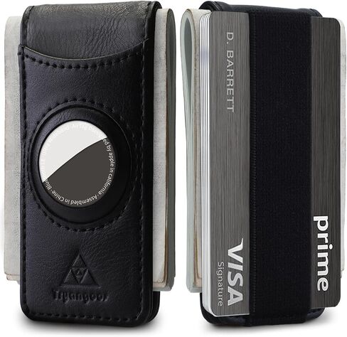 Leather Money Clip for Men with Airtag Holder & Elastic Band, Strong Magnetic, Leather Card & Cash Holder for Men (Black) in Saudi Arabia