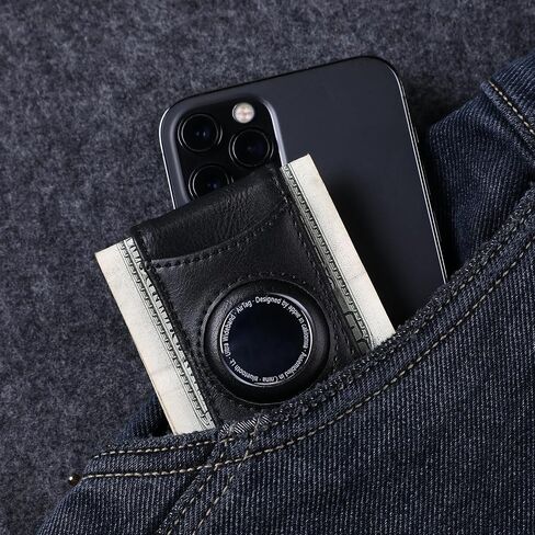 Leather Money Clip for Men with Airtag Holder & Elastic Band, Strong Magnetic, Leather Card & Cash Holder for Men (Black) in Saudi Arabia