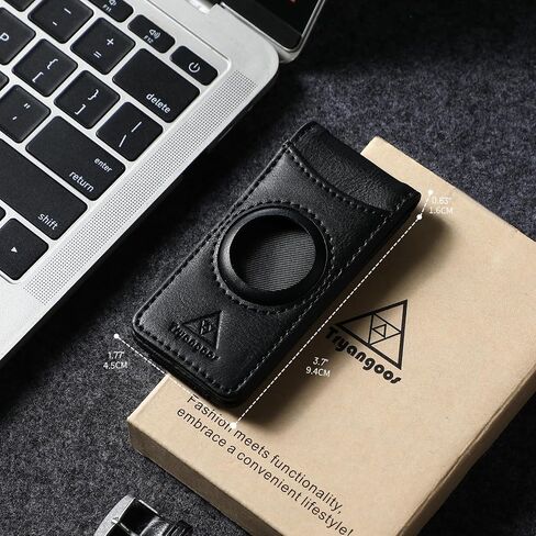 Leather Money Clip for Men with Airtag Holder & Elastic Band, Strong Magnetic, Leather Card & Cash Holder for Men (Black) in Saudi Arabia