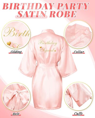 Xuhal 6 Pcs Women's Birthday Squad Robes Birthday Party Queen Spa Bathrobe Kimono Spa Robe Sleepover Party Robes Silky Gown in Saudi Arabia