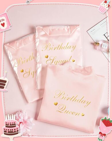 Xuhal 6 Pcs Women's Birthday Squad Robes Birthday Party Queen Spa Bathrobe Kimono Spa Robe Sleepover Party Robes Silky Gown in Saudi Arabia