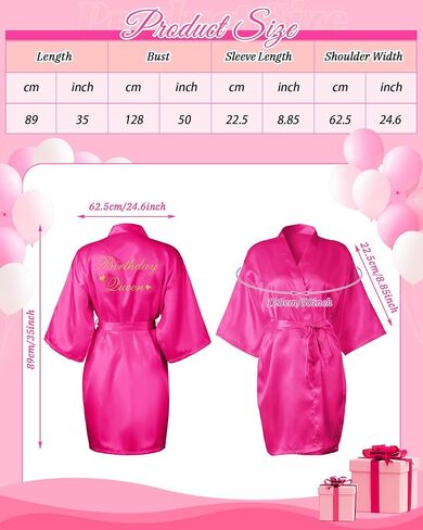 Xuhal 6 Pcs Women's Birthday Squad Robes Birthday Party Queen Spa Bathrobe Kimono Spa Robe Sleepover Party Robes Silky Gown in Saudi Arabia
