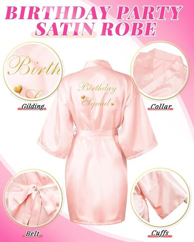 Xuhal 6 Pcs Women's Birthday Squad Robes Birthday Party Queen Spa Bathrobe Kimono Spa Robe Sleepover Party Robes Silky Gown in Saudi Arabia