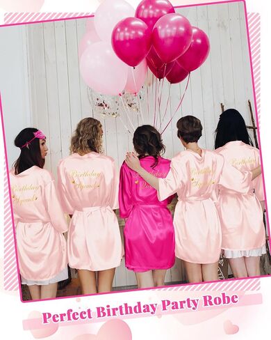 Xuhal 6 Pcs Women's Birthday Squad Robes Birthday Party Queen Spa Bathrobe Kimono Spa Robe Sleepover Party Robes Silky Gown in Saudi Arabia